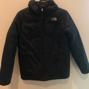 black reversible north face jacket . size 14/16